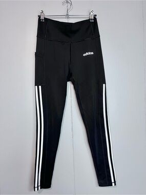 Adidas Climalite Black 3-Stripe Leggings — Women’s Small